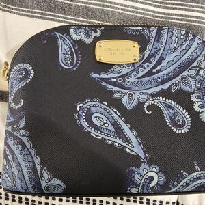 Michael Kors Navy and Light Blue Paisley Clutch
